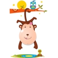 LED Wandlamp voor kinderen MONKEY LED/0,6W/3xAAA
