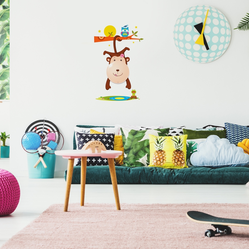 LED Wandlamp voor kinderen MONKEY LED/0,6W/3xAAA