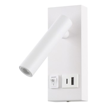 LED Wandspot met USB LED/2W/230V wit