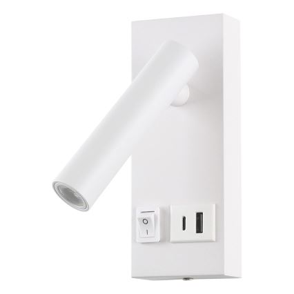 LED Wandspot met USB LED/2W/230V wit