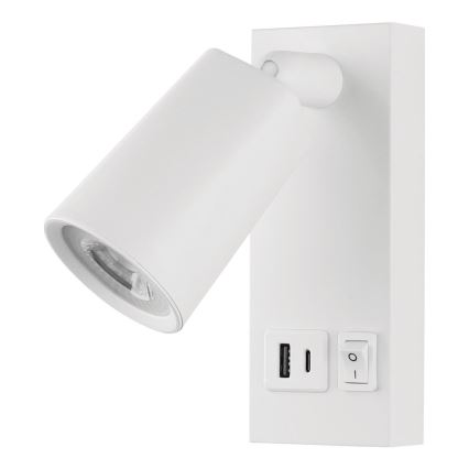 LED Wandspot met USB LED/5W/230V zwart