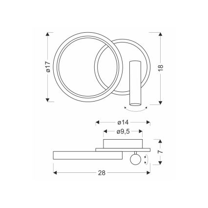 LED-wandspot MONET LED/15W/230V goudkleurig