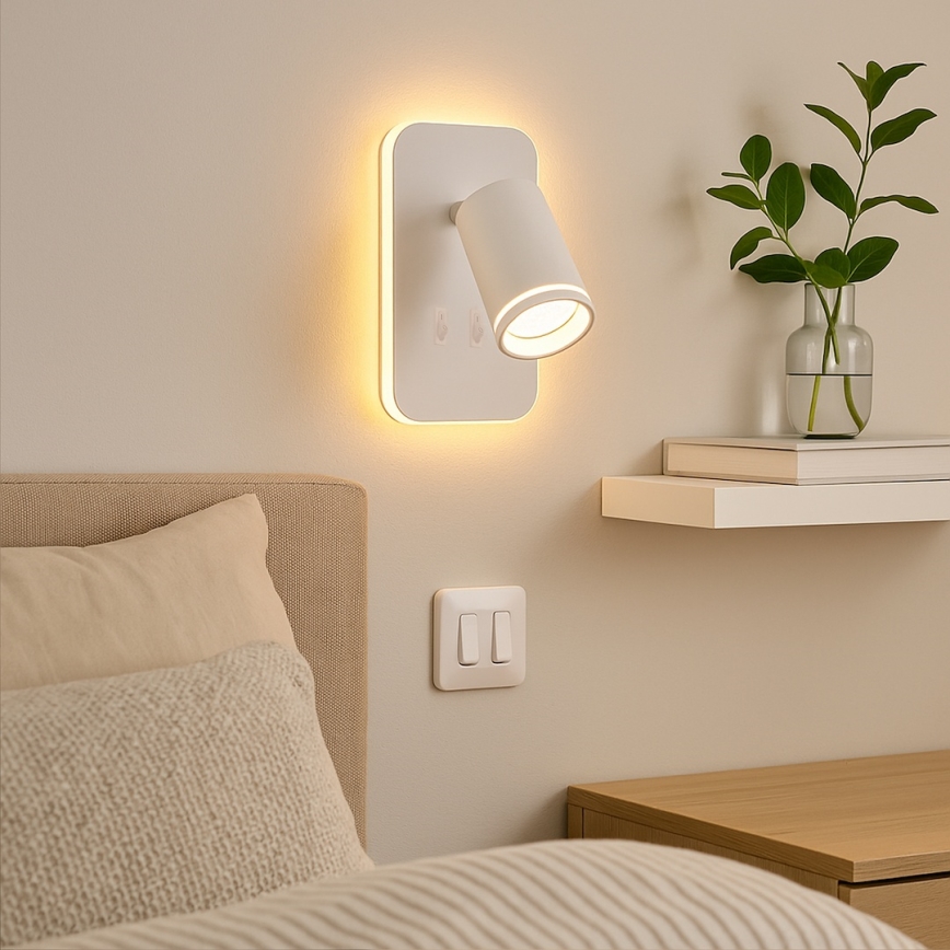 LED wandspot PIPE 1xGU10/10W/230V + LED/6W wit