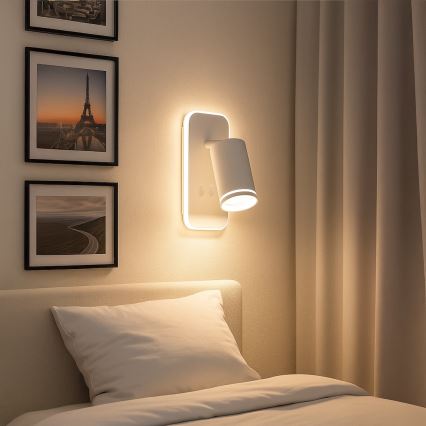 LED wandspot PIPE 1xGU10/10W/230V + LED/6W wit