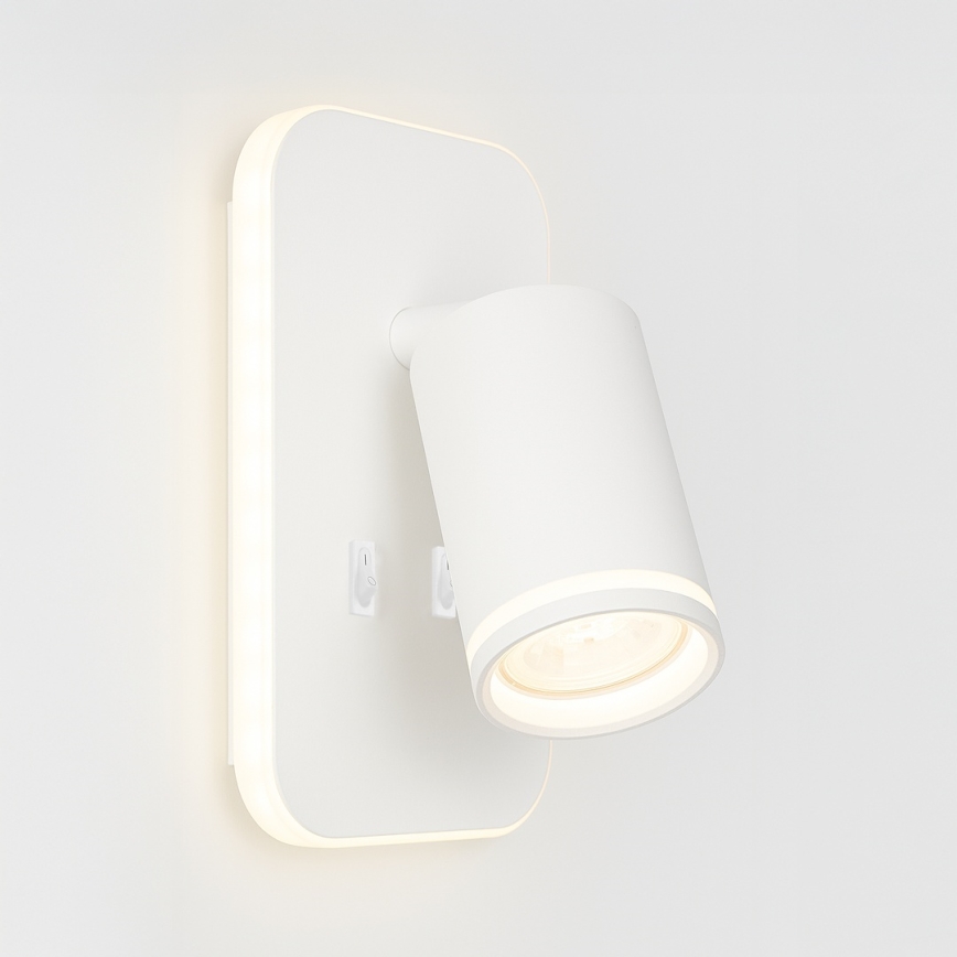 LED wandspot PIPE 1xGU10/10W/230V + LED/6W wit