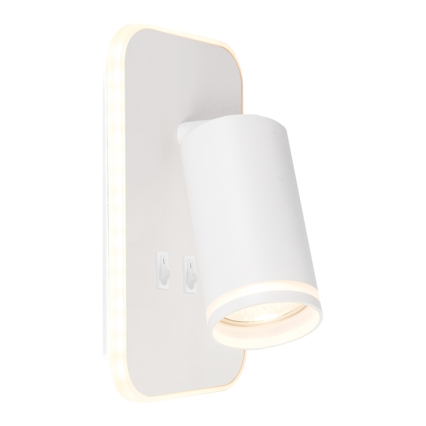 LED wandspot PIPE 1xGU10/10W/230V + LED/6W wit