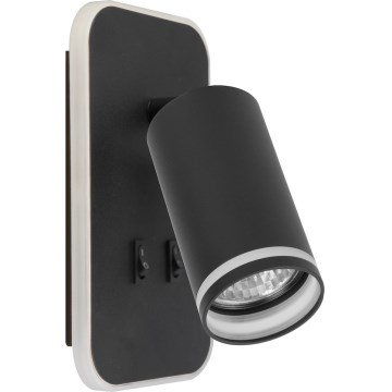 LED-wandspot PIPE 1xGU10/10W/230V + LED/6W zwart