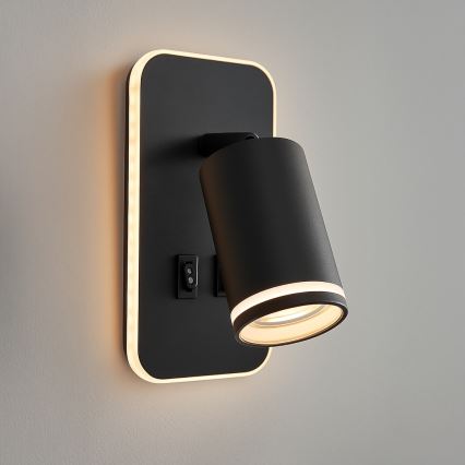 LED-wandspot PIPE 1xGU10/10W/230V + LED/6W zwart