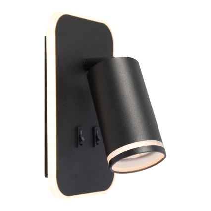 LED-wandspot PIPE 1xGU10/10W/230V + LED/6W zwart