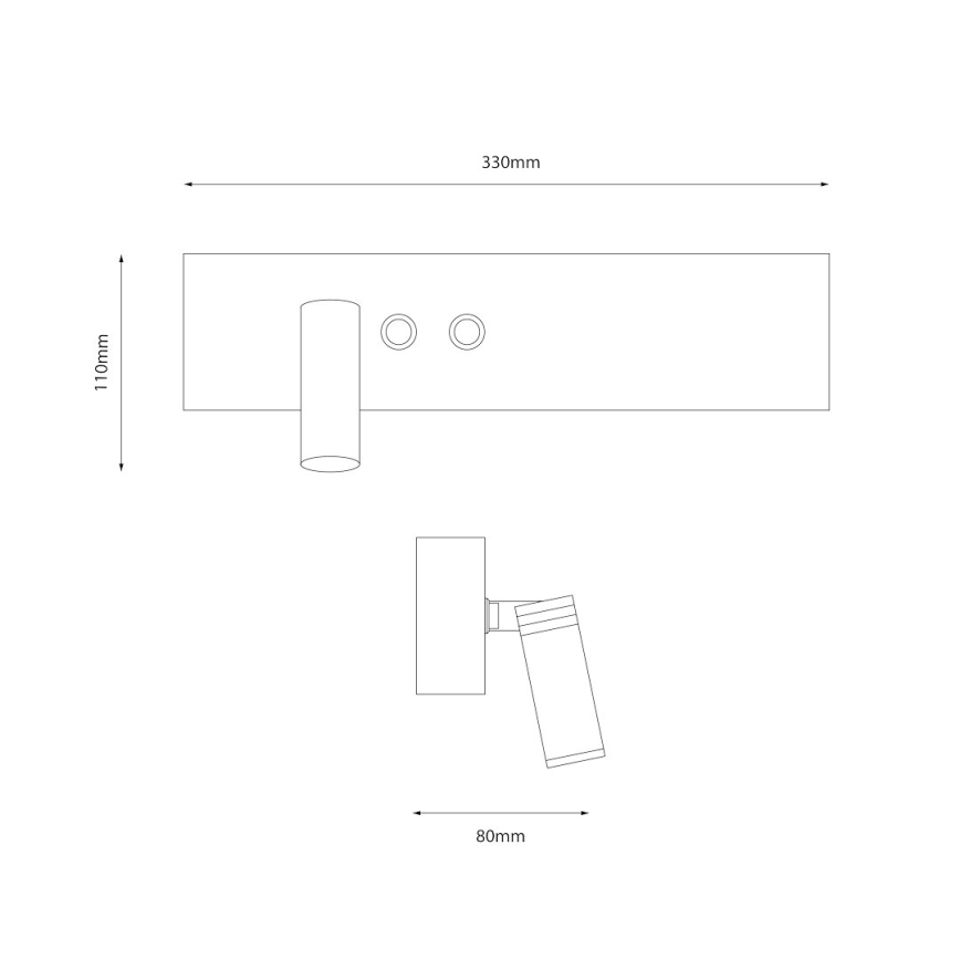 LED-wandspot RESORT LED/10W/230V + LED/3W wit links
