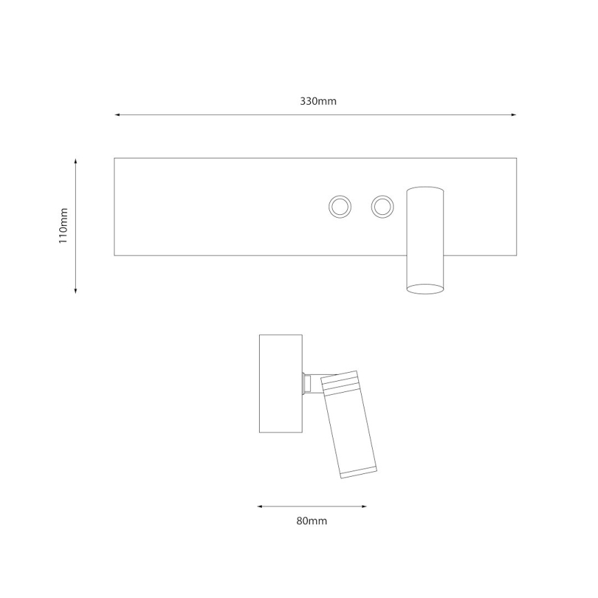 LED-wandspot RESORT LED/10W/230V + LED/3W wit rechts