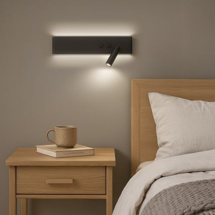 LED wandspot RESORT LED/10W/230V + LED/3W zwart rechts