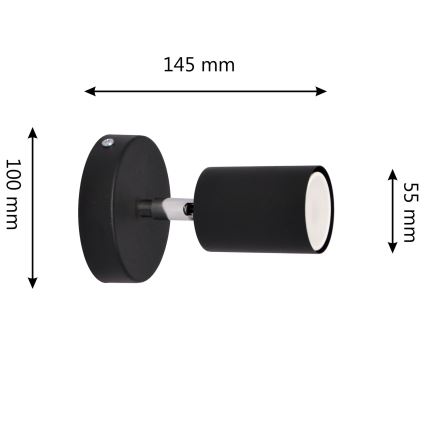 LED Wandspot TUNE 1xGU10/4,8W/230V zwart