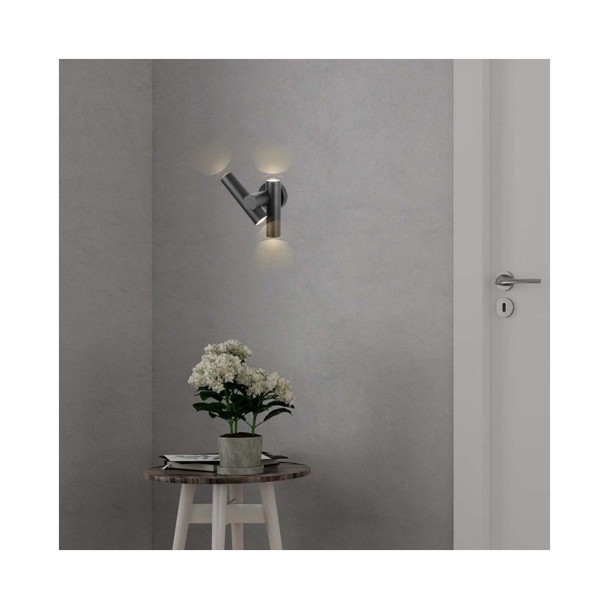 LED Buiten wall flexible Spot 2xLED/3W/230V 3000K IP44 zwart