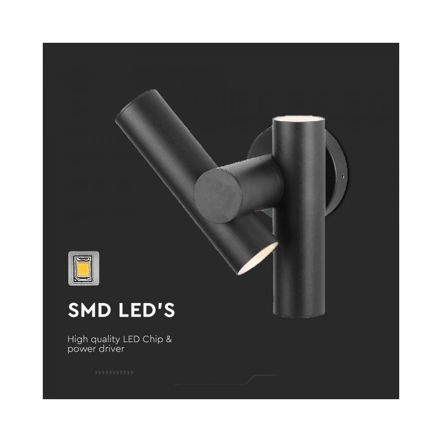LED Buiten wall flexible Spot 2xLED/3W/230V 3000K IP44 zwart