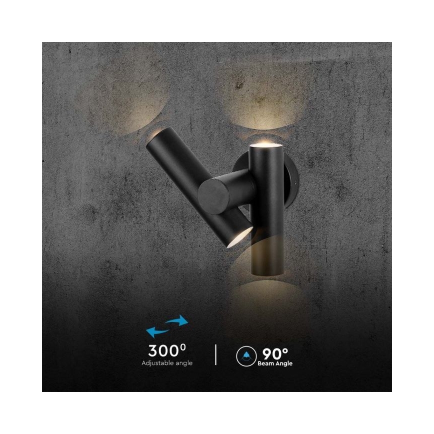 LED Buiten wall flexible Spot 2xLED/3W/230V 3000K IP44 zwart