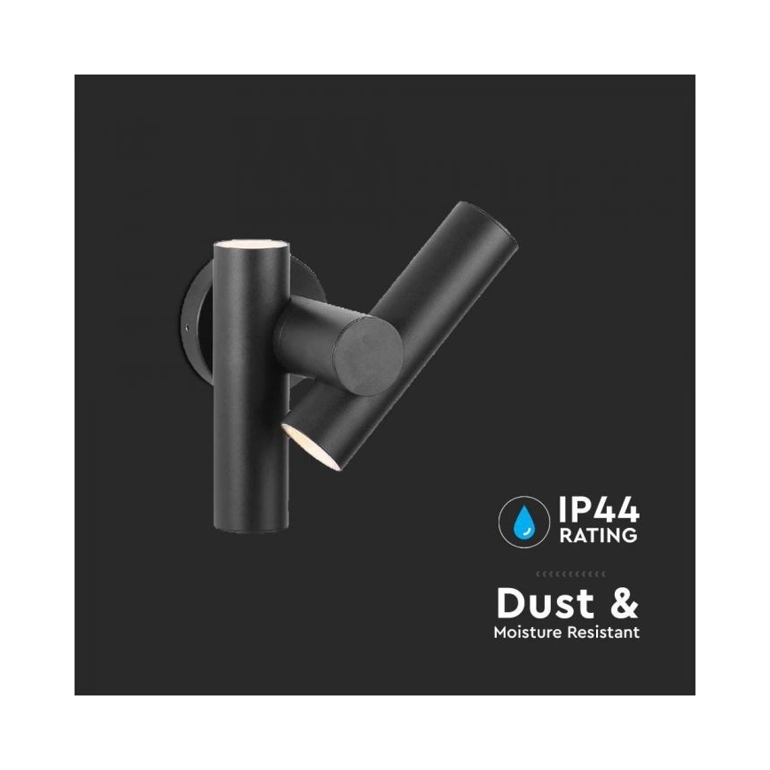 LED Buiten wall flexible Spot 2xLED/3W/230V 3000K IP44 zwart