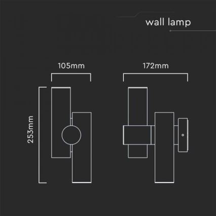 LED Buiten wall flexible Spot 2xLED/3W/230V 3000K IP44 zwart