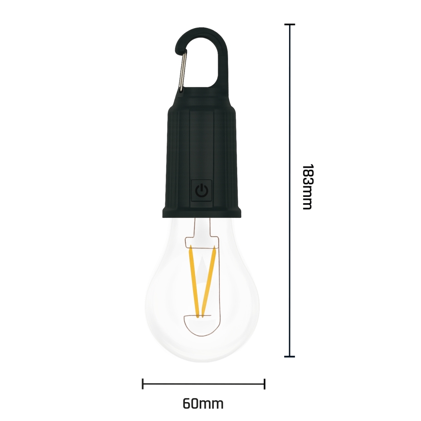 LED zonne- en USB-oplaadbare zaklamp LUMINA LUMO, 300 mAh, zwart