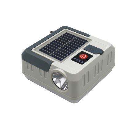 Dimbare oplaadbare LED-zonne-lamp met powerbankfunctie LED/1W/5,5V 8000K IPX4 1200 mAh grijs