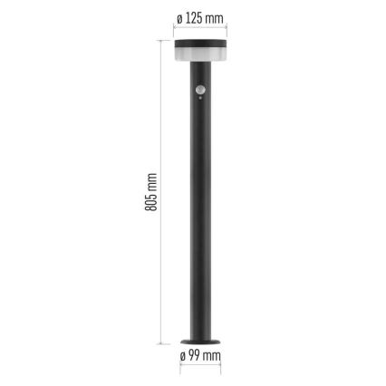 LED Zonne-energie lamp met sensor LED/2W/3,7V 1200 mAh IP44 80 cm