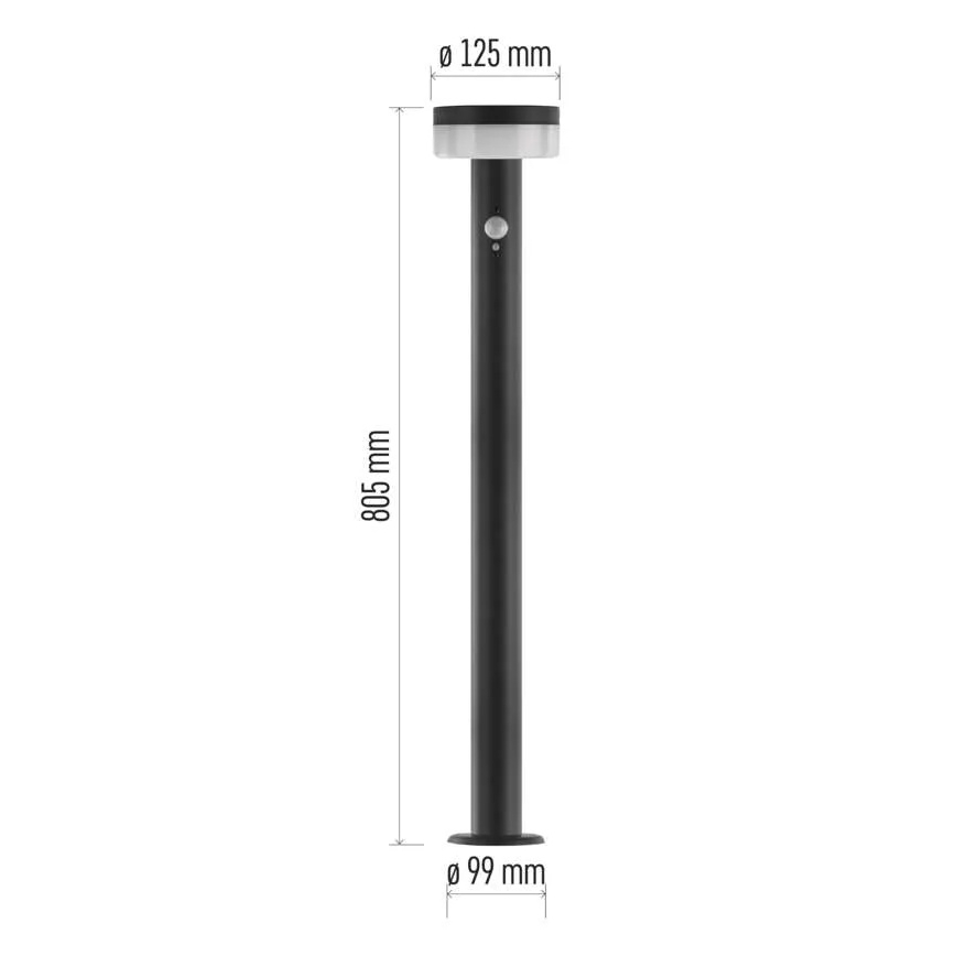 LED Zonne-energie lamp met sensor LED/2W/3,7V 1200 mAh IP44 80 cm