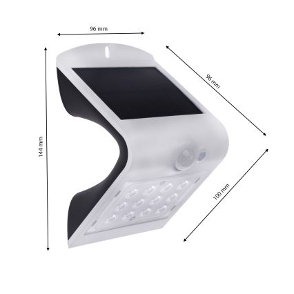 LED Zonne-energie lamp met bewegings- en schemersensor LED/1,5W/1200 mAh 3,7V IP65