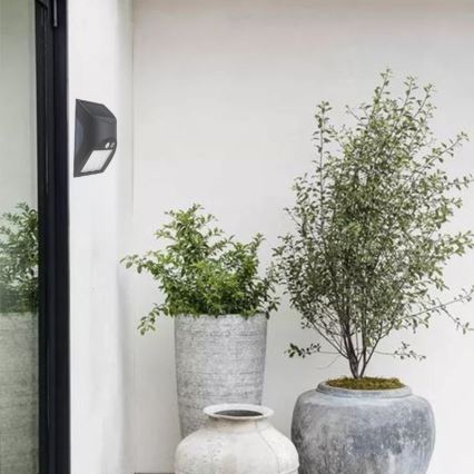 LED zonne-wandlamp met sensor LED/3W/3,7V 3000/4000K 1200 mAh IP54 antraciet