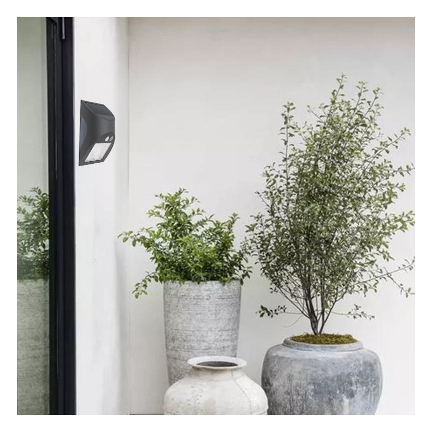LED zonne-wandlamp met sensor LED/3W/3,7V 3000/4000K 1200 mAh IP54 antraciet