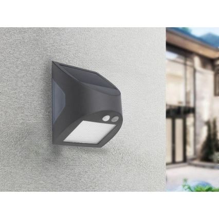 LED zonne-wandlamp met sensor LED/3W/3,7V 3000/4000K 1200 mAh IP54 antraciet