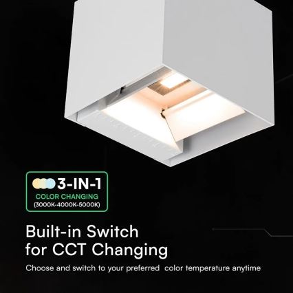 LED zonne-wandlamp met sensor LED/9W/3,7V 3000/4000/5000K IP65 2600 mAh wit
