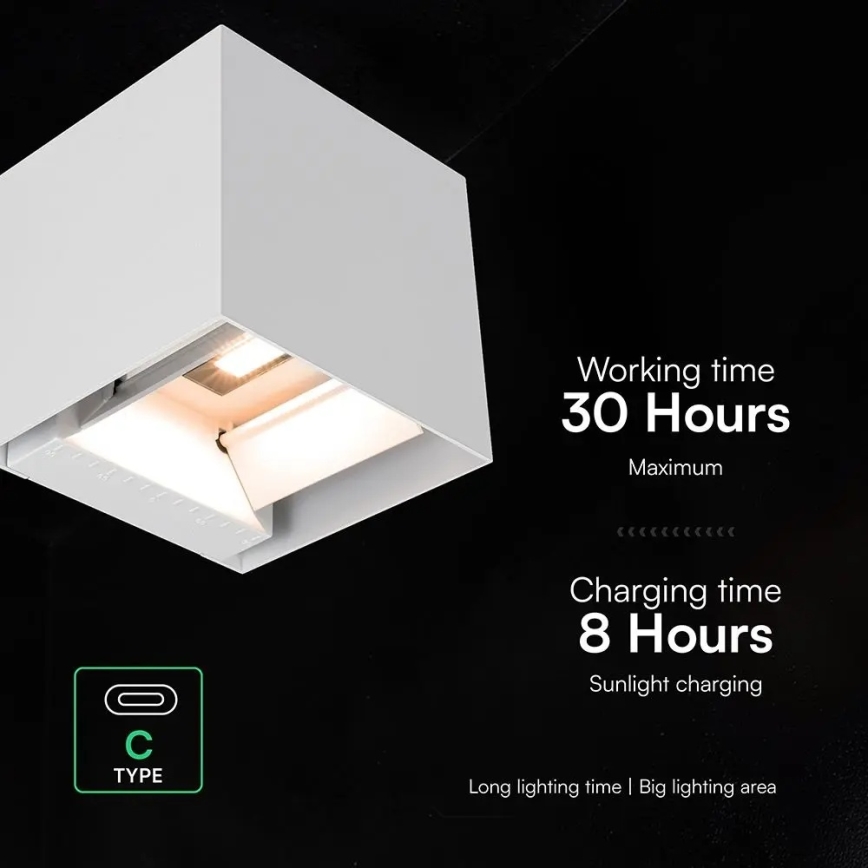 LED zonne-wandlamp met sensor LED/9W/3,7V 3000/4000/5000K IP65 2600 mAh wit
