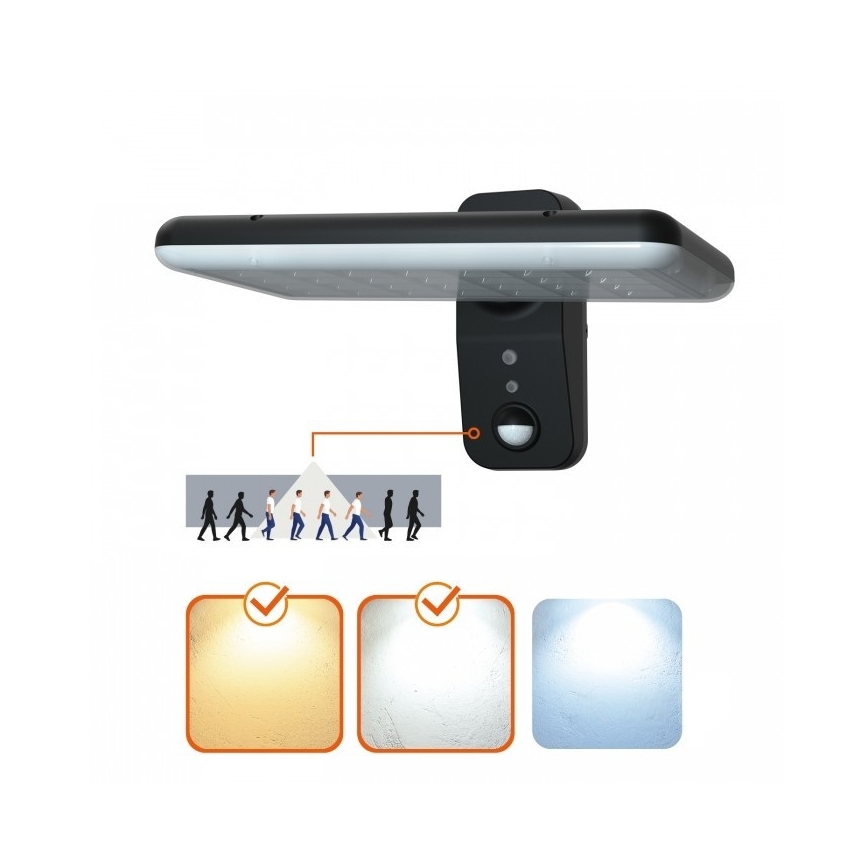 LED zonne-wandlamp met sensor PHOENIX LED/15W/3,2V 3000/4000K IP65 6000 mAh