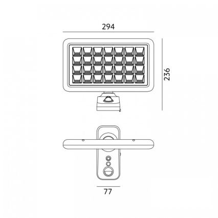 LED zonne-wandlamp met sensor PHOENIX LED/15W/3,2V 3000/4000K IP65 6000 mAh