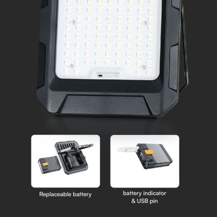 LED zonne-schijnwerper LED/15W/3,7V IP65 4000K 12000 mAh zwart + afstandsbediening