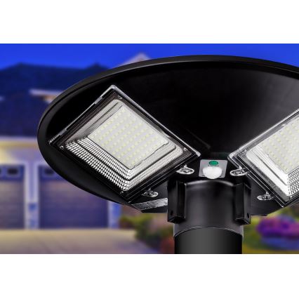 Dimbare LED-zonne-straatlamp met sensor LED/15W/6V 11000 mAh 6500K IP65 zwart + afstandsbediening