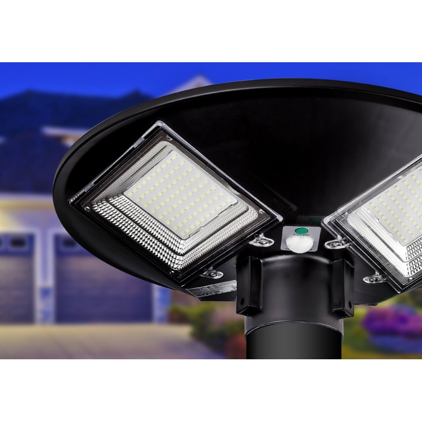 Dimbare LED-zonne-straatlamp met sensor LED/15W/6V 11000 mAh 6500K IP65 zwart + afstandsbediening