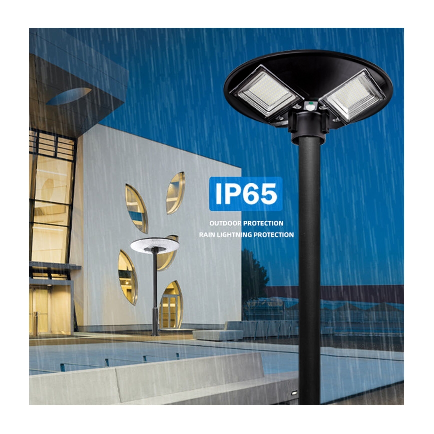 Dimbare LED-zonne-straatlamp met sensor LED/15W/6V 11000 mAh 6500K IP65 zwart + afstandsbediening