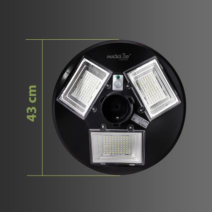 Dimbare LED-zonne-straatlamp met sensor LED/15W/6V 11000 mAh 6500K IP65 zwart + afstandsbediening