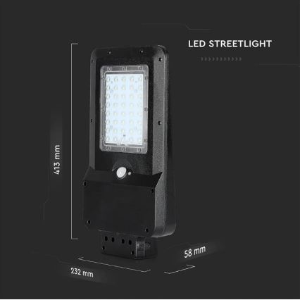 LED Zonne-energie straatlamp met sensor LED/15W/7,4V 4000K IP65 10800 mAh