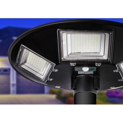 Dimbare LED-zonne-straatlamp met sensor LED/22W/6V 18000 mAh 6500K IP65 zwart + afstandsbediening