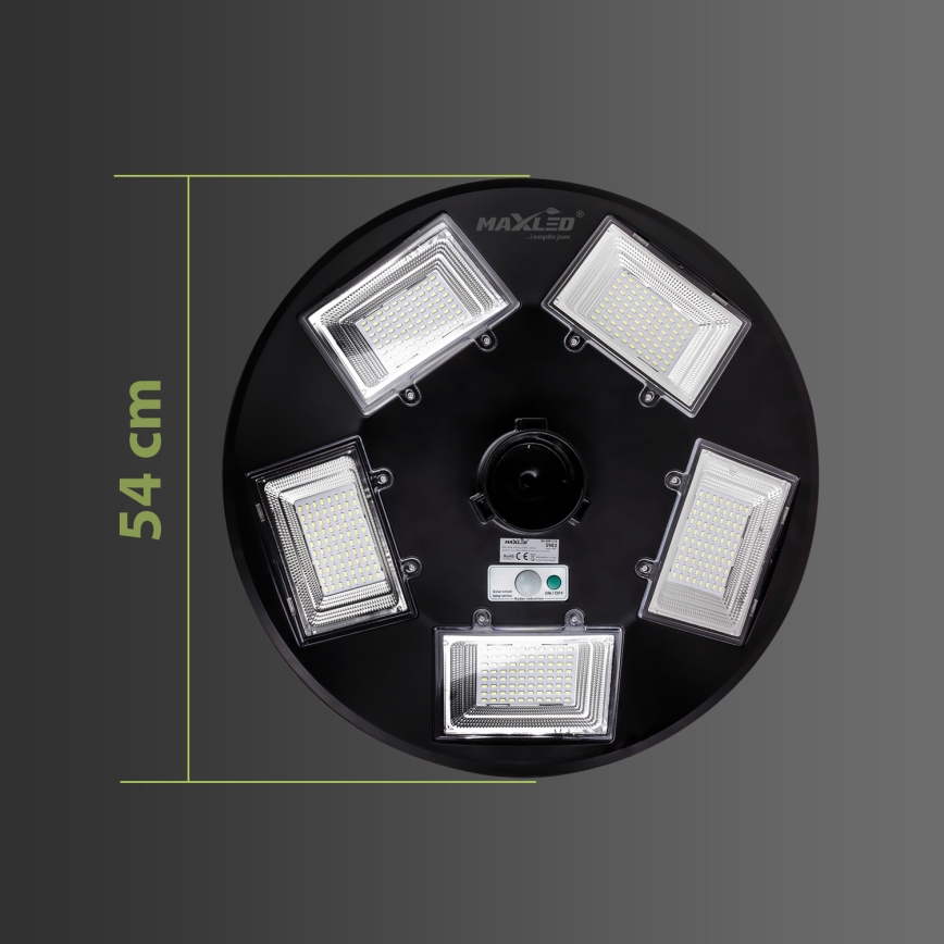 Dimbare LED-zonne-straatlamp met sensor LED/22W/6V 18000 mAh 6500K IP65 zwart + afstandsbediening