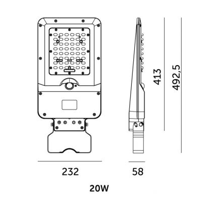 LED-zonne-straatlamp met geïntegreerde sensor STREET LED/20W/7,4V 3000/4000/6000K IP65 5400 mAh