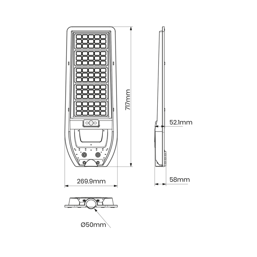 LED Zonne-energie Straatlamp VIA 200W/20000 mAh 3,2V 6000K IP54 + afstandsbediening