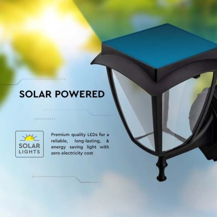 LED zonne-wandlamp LED/2W/3,7V 3000/6000K IP65 2200 mAh zwart