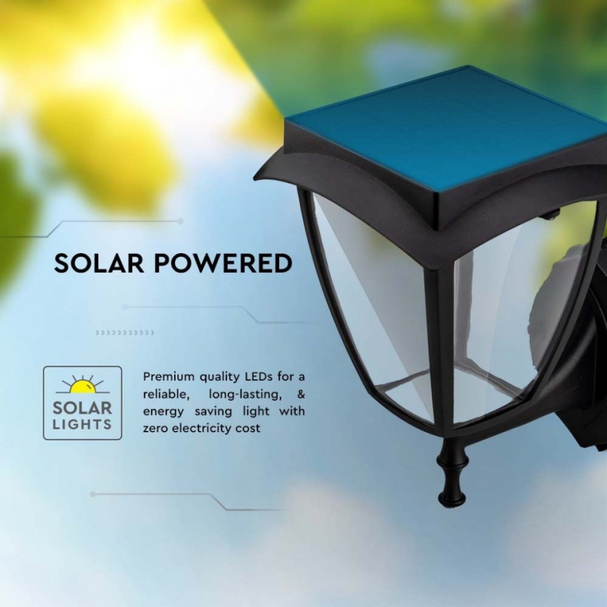 LED zonne-wandlamp LED/2W/3,7V 3000/6000K IP65 2200 mAh zwart
