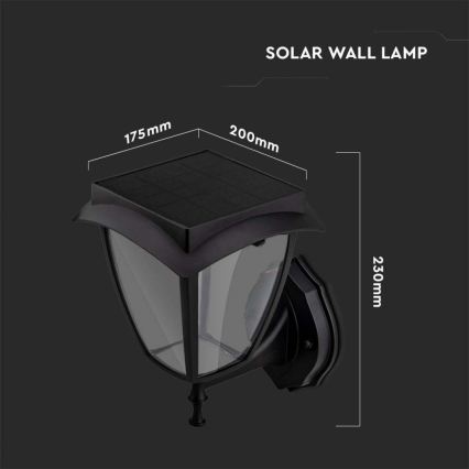 LED zonne-wandlamp LED/2W/3,7V 3000/6000K IP65 2200 mAh zwart