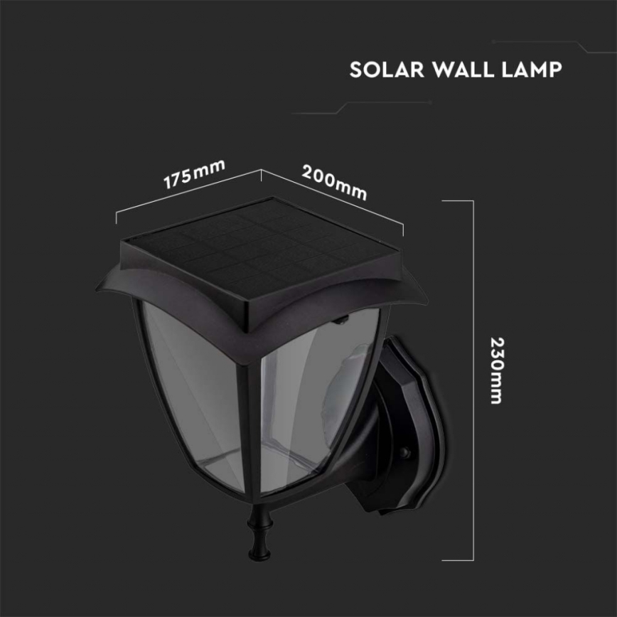 LED zonne-wandlamp LED/2W/3,7V 3000/6000K IP65 2200 mAh zwart