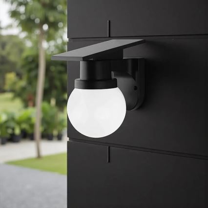LED zonnewandlamp LED/3,7V 3000/4000/6400K IP54 1800 mAh zwart + afstandsbediening