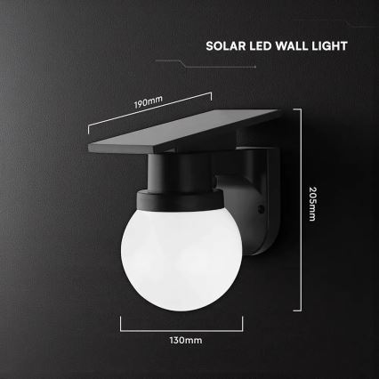 LED zonnewandlamp LED/3,7V 3000/4000/6400K IP54 1800 mAh zwart + afstandsbediening